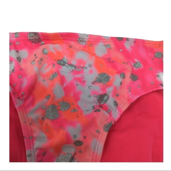 #025 Justice ruffle pink& silver sparkly bikini Swimsuit - Picture 4 of 12